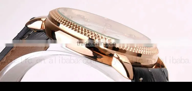 Stainless steel Automatic Leather Strap Men Wrist Watch