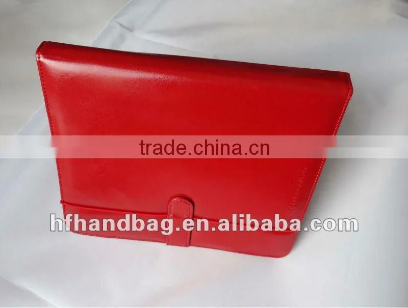 PU Bright red Flat computer&To get on the Internet package leather bag