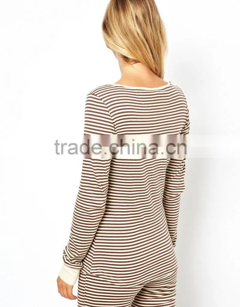 Ladies Yarn Dyed Stripe Pajamas