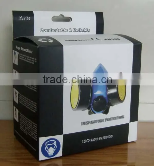 2016 CE double filter face gas mask, disposable face mask, face mask manufacturer,portable respirator, half face respirator