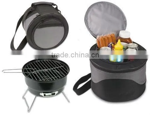 Portable BBQ grill with cooler bag