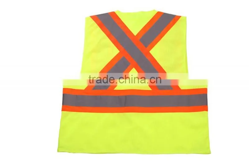 Reflective Working Safety Vest motorcycle multi pocket orange reflective vest