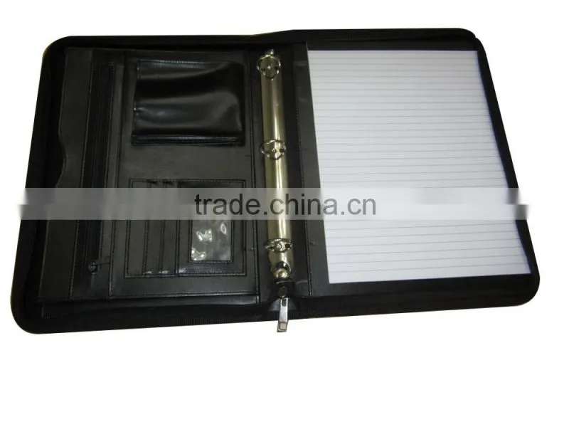 Zipped Bonded Leather Compendium Ring Folder A4