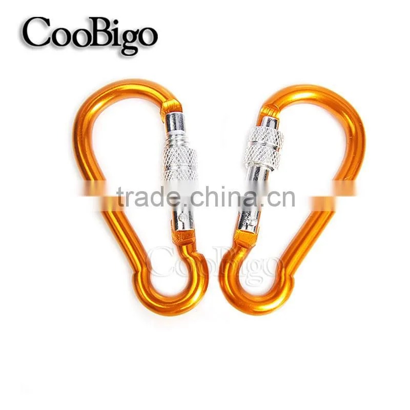Multi-Color Aluminum Spring Locking Carabiner Snap Hook Keychain Hiking Camping #FLQ188-7C(Mix-s)