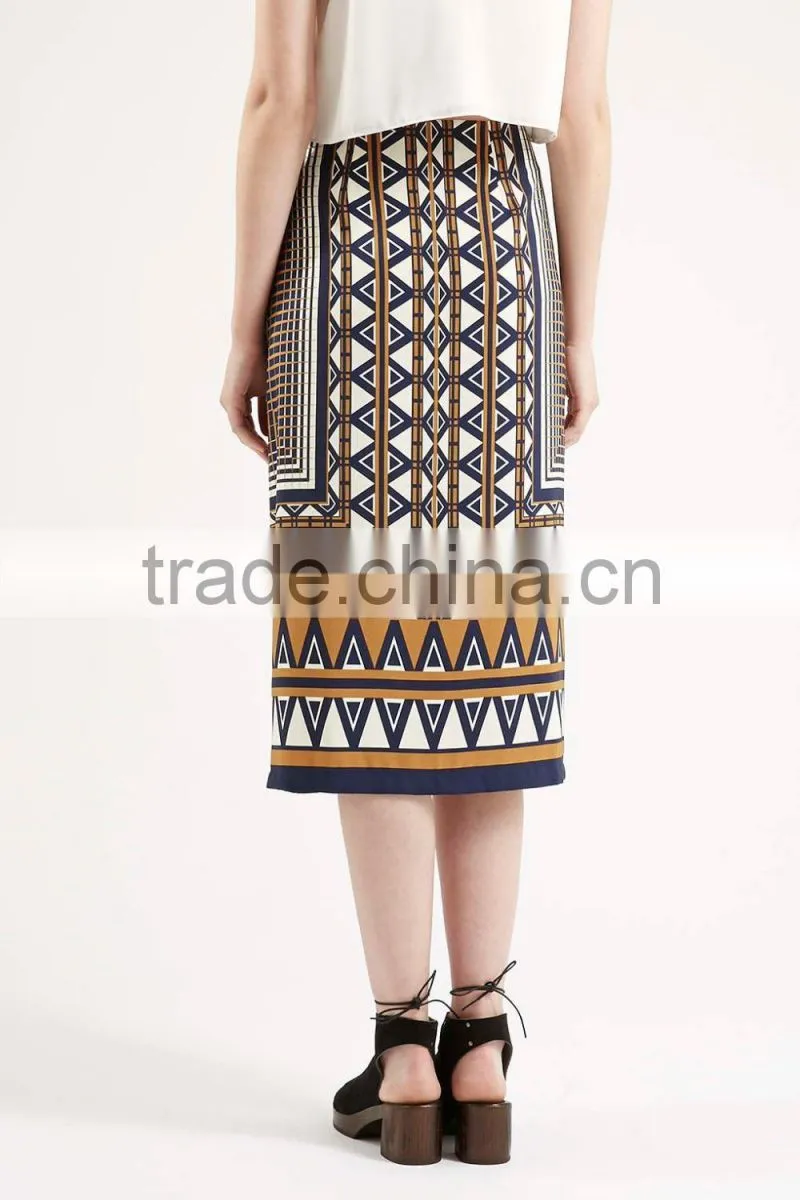 Midi Aztec Stripe Print Skirt