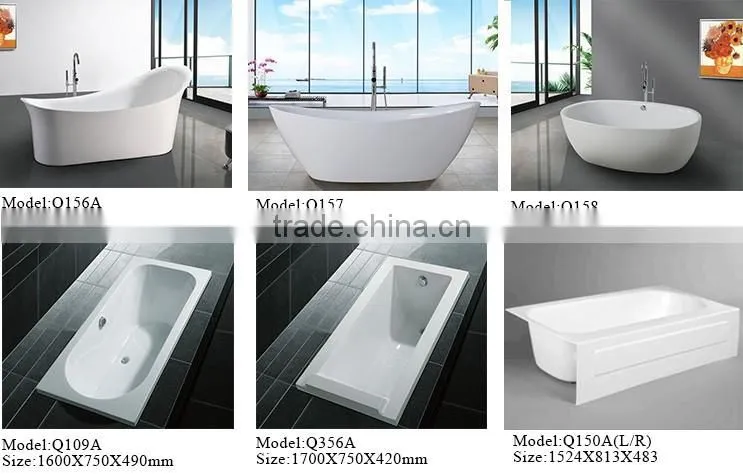 2016 Latest Design Oval Tub Acrylic Soaking Freestanding Bathtub Q166