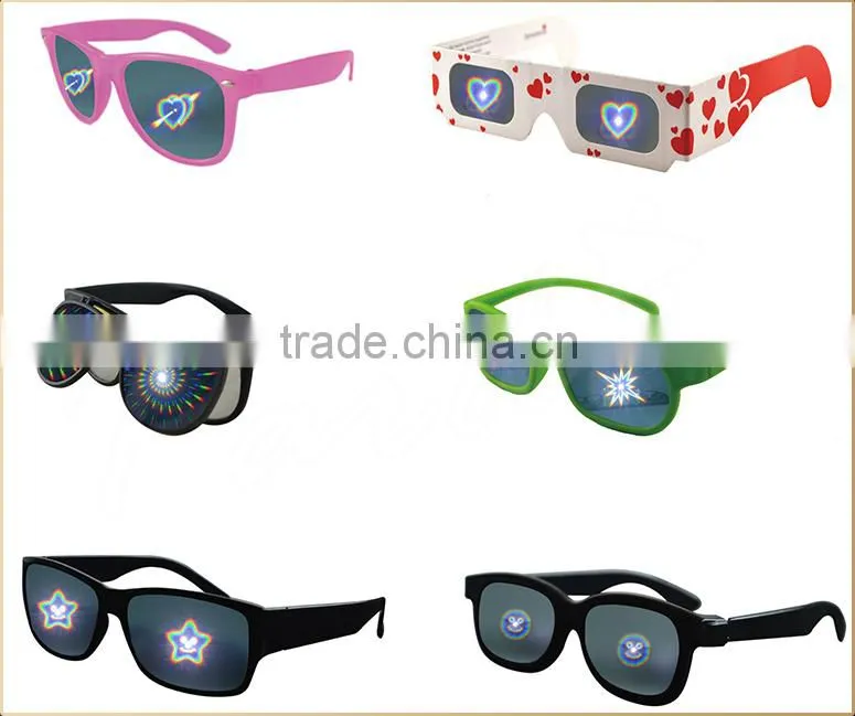 3D plastic diffraction sunglasses, fireworks sunglasses