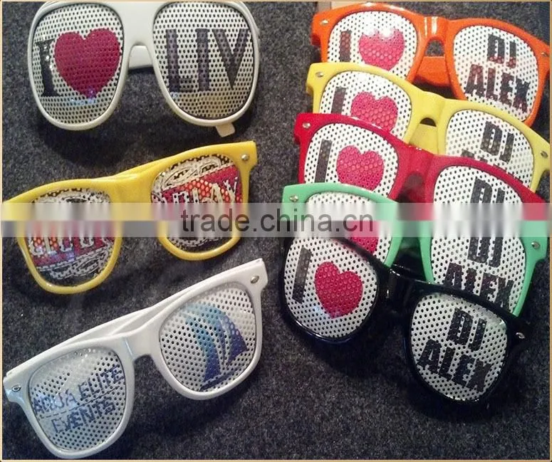 Hot Sell Lens Printing Sunglasses With Custom Logo Lens Pinhole Sticker funny party glasses