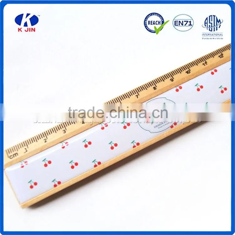 Hot sale promotional 15cm wooden straight rulers with screen OEM LOGO printed