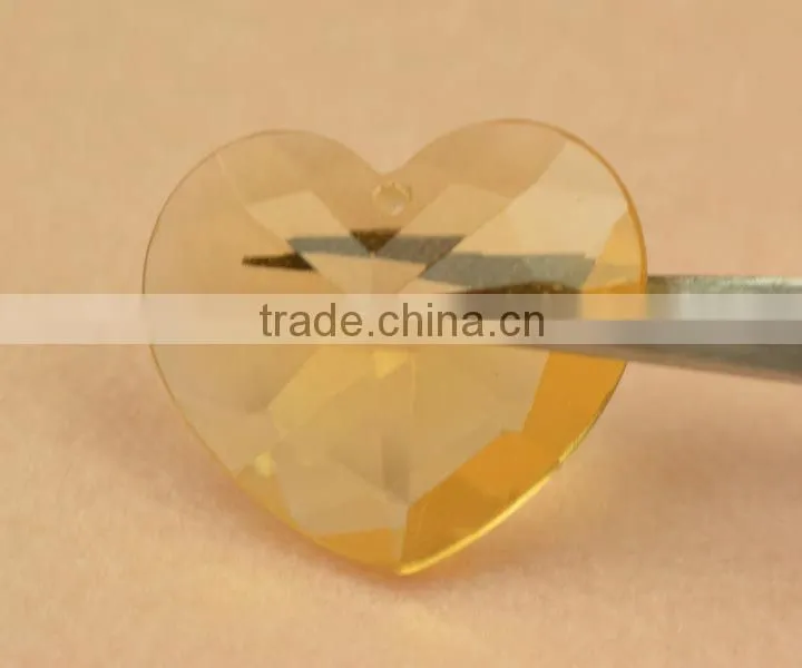 wholesale double back pointed champagne heart shape glass gemstone for pendant