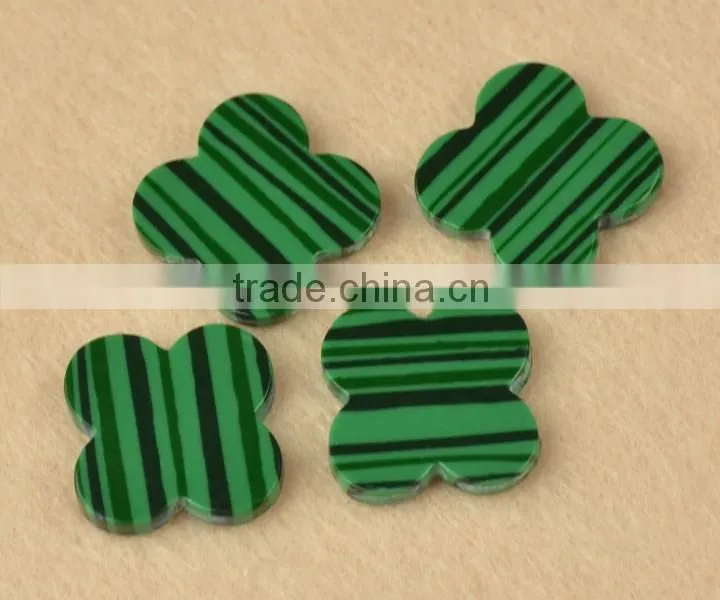Good quality cheap price rough four leaf clover flower cut loose green malachite gemstone for jewelry marking