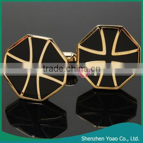 Fashion Cufflink And Tie Pin Set Golden Enamel 2