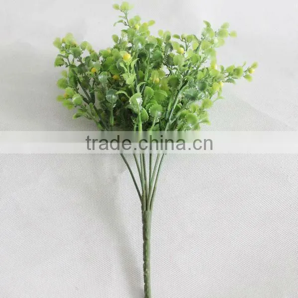 home decoration,7 heads apple green pastic artificial tropical plants
