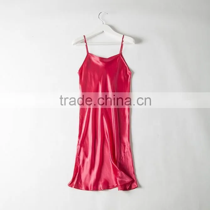 Pure 100%mulberry silk skirt with shoulder-straps, ladies silk dress
