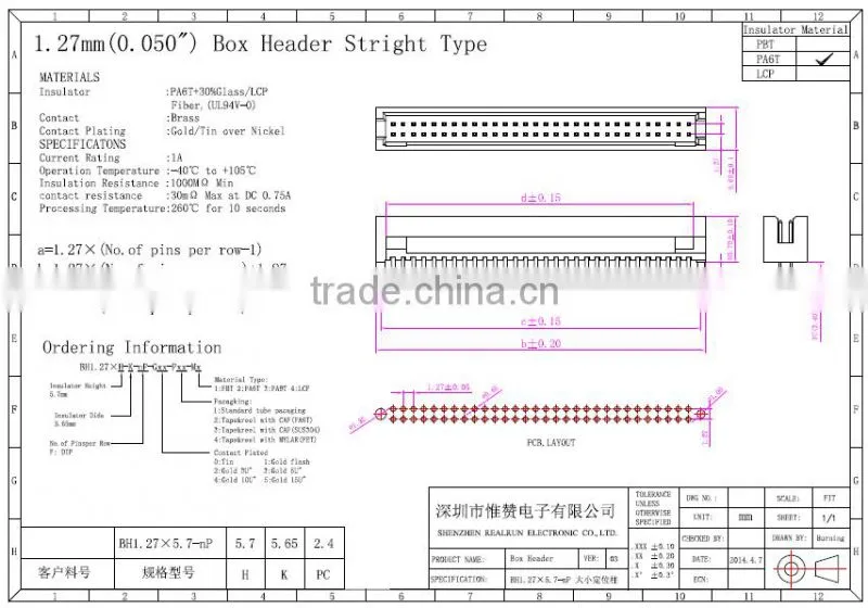 Wire to Board Connector, IDC Box Header