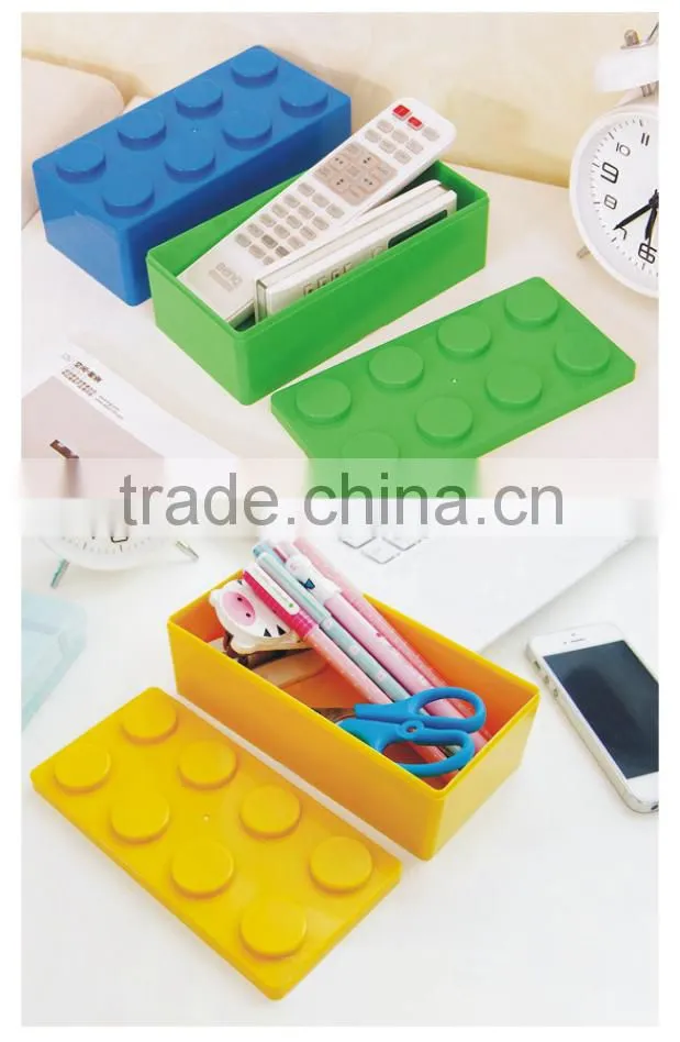 Multi-function novelty design building blocks toy storage box plastic