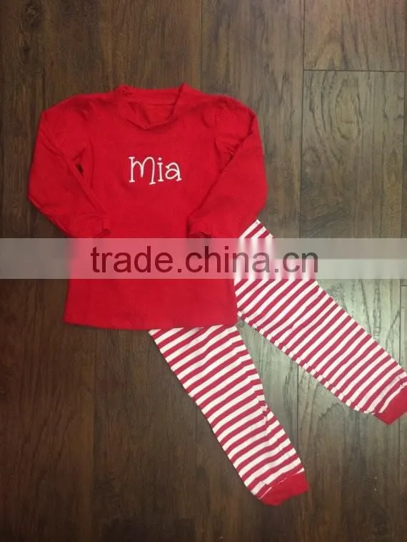 christmas pajamas kids/organic cotton pajamas with stripe
