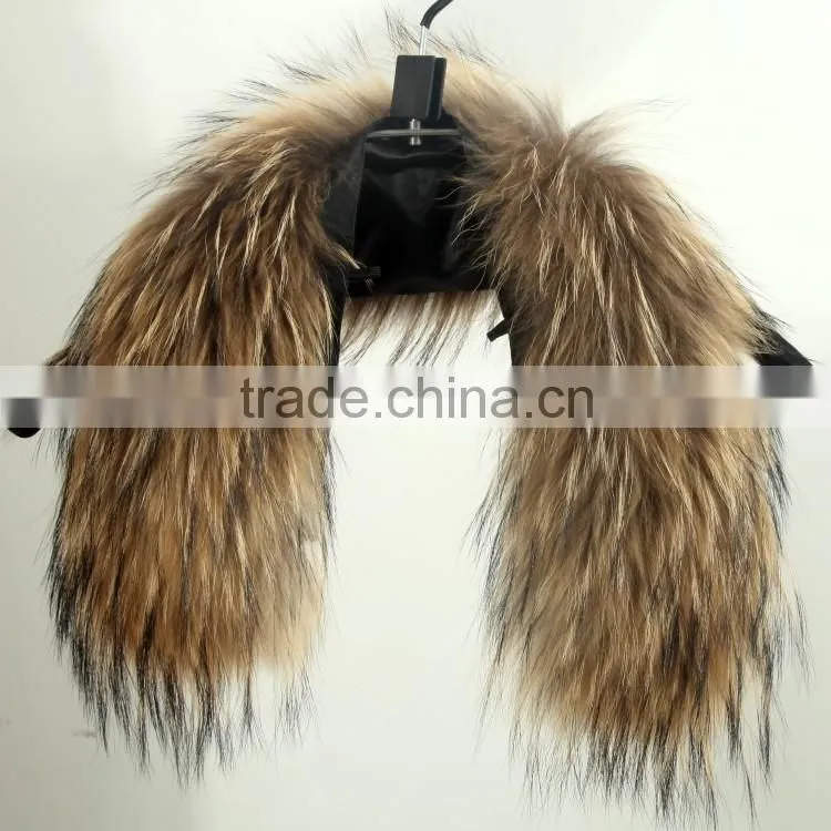 Wholesale natural Raccoon Fur Hood Trim / Detachable Fur Collars / Fur Scarf