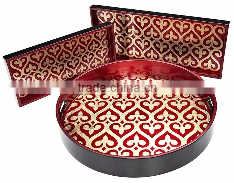 Square black lacquer serving tray table made in vietnam