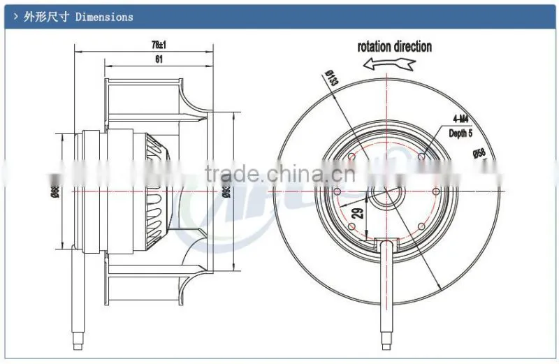 China centrifugal blower fans,backward curved centrifugal fan