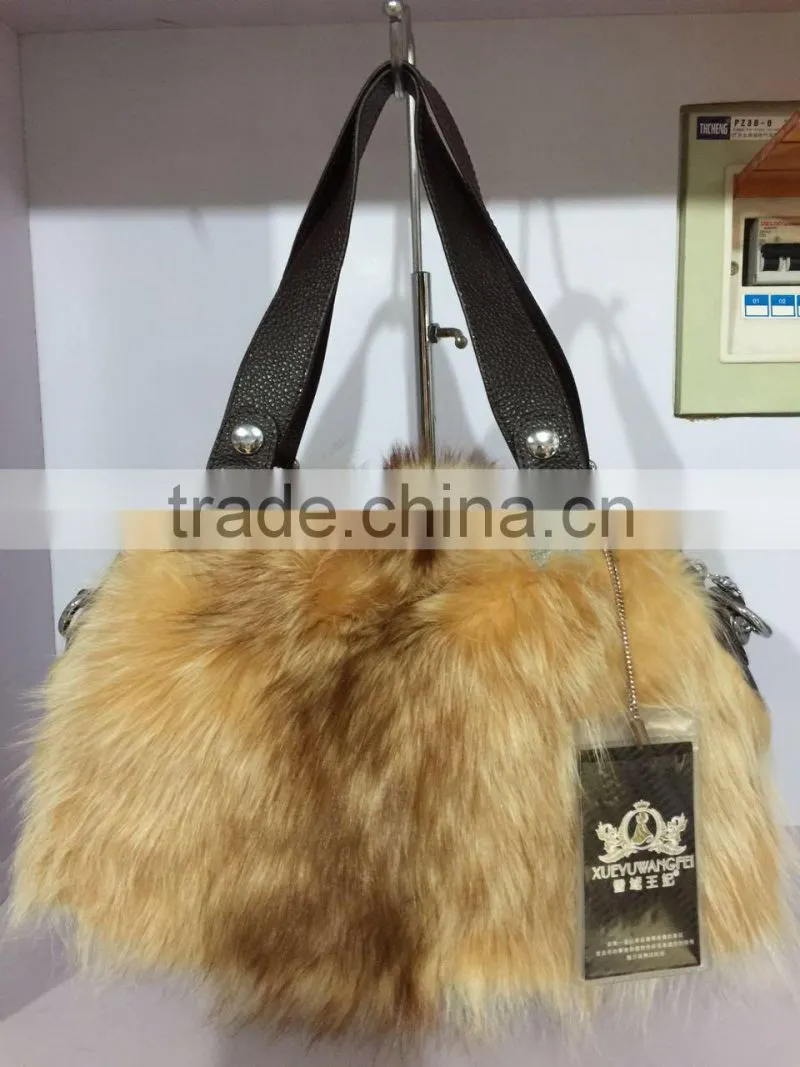 fashion star ladies raccoon fur bags handbag from China supplier