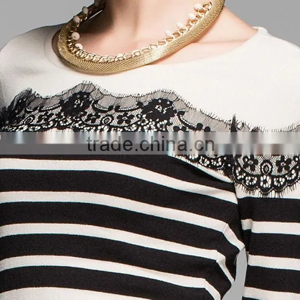 cotton net t shirts girls wholesale long style stripe fashion style