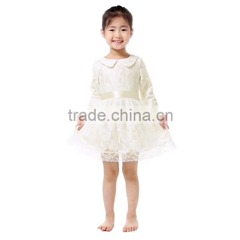2016 lace long sleeve baby girls vintage wedding dress