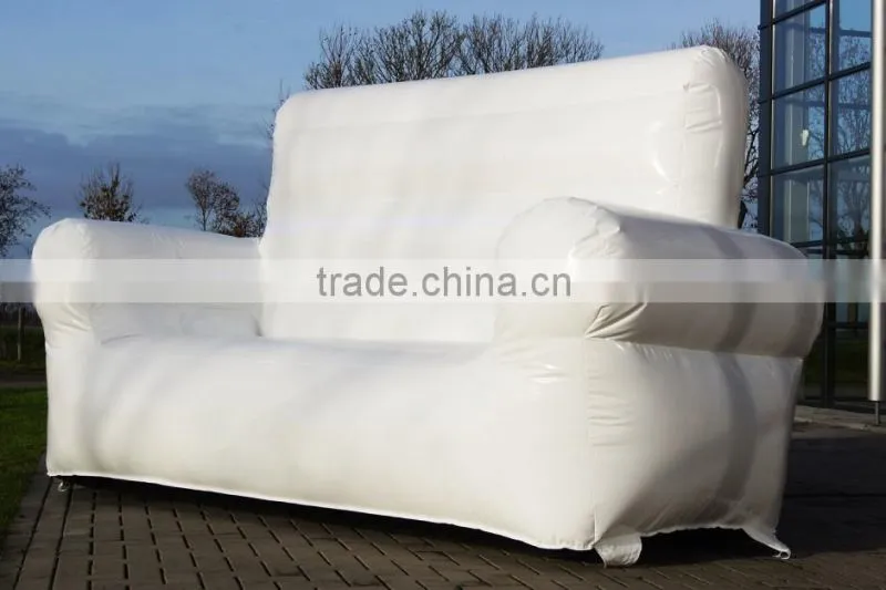 giant white inflatable sofa /flocked inflatable sofa bed furniture / inflatable living room furnitur