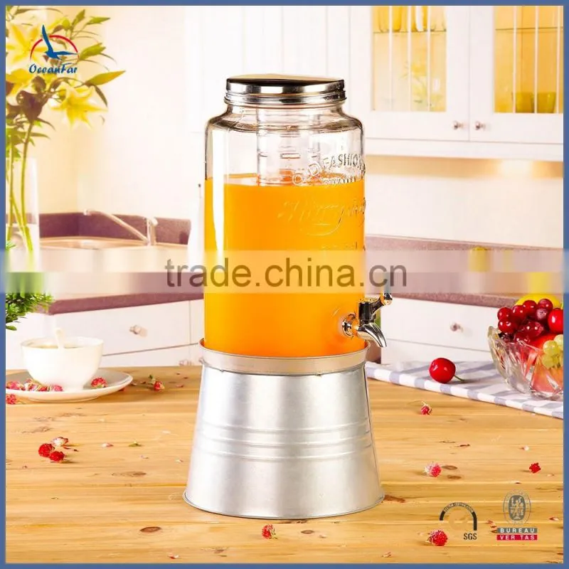 5.8L Old Fashion Glass Dispenser Glass Drink Dispenser with Tap