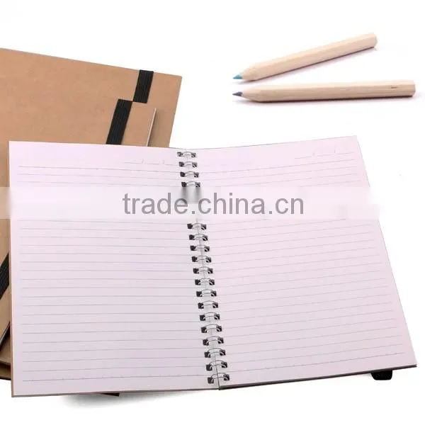 A4/A5/A6/B6/A7 spiral kraft note book lined with elestic band
