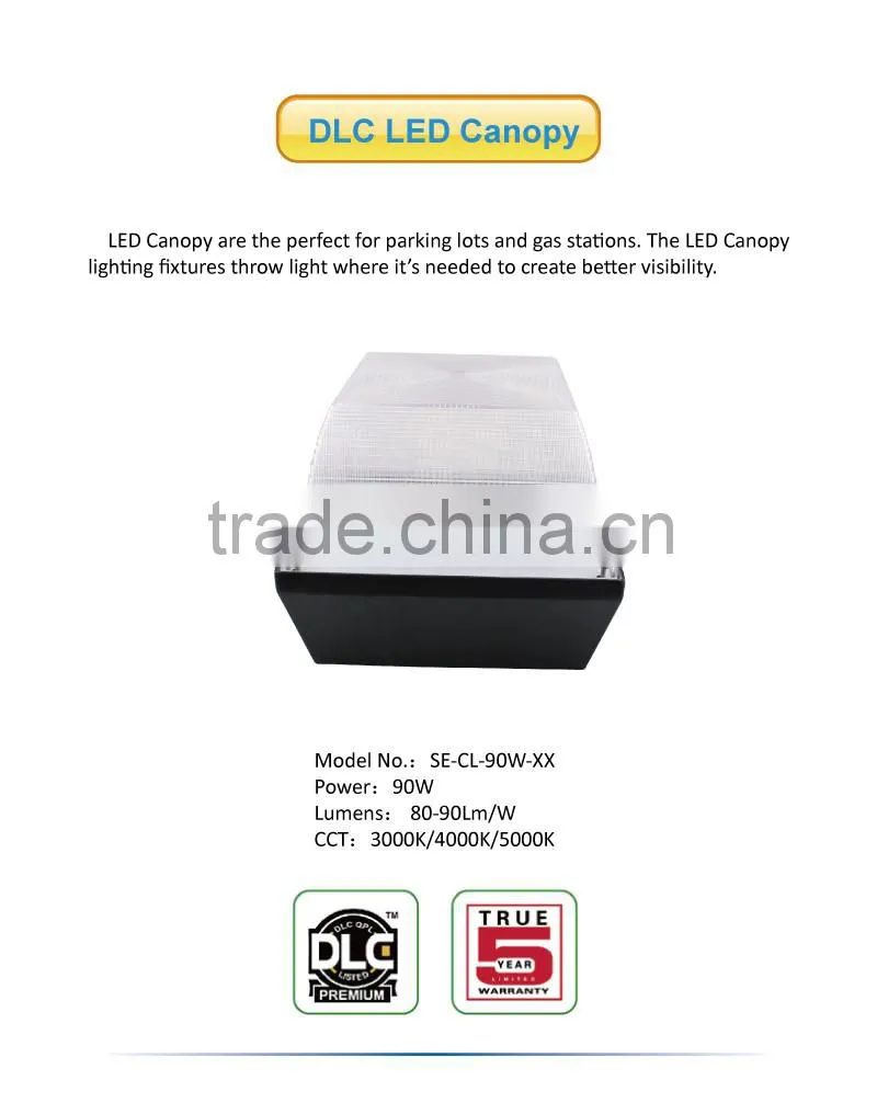 2016 90w Car Park Lighting 5 years warranty 90w Retrofit Led Canopy Light