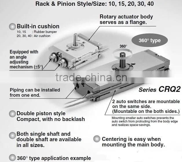 SMC Type CRQ2 Series 360 Rotating Angle Rotary Actuators-Pneumatic Rotary Cylinder