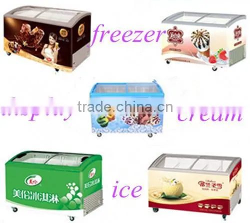 Ice cream freezer, top sliding glass door chest freezer display freezer