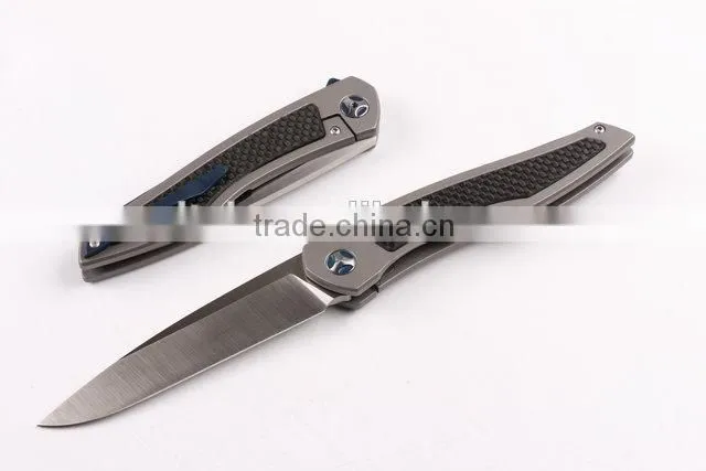 OEM all titanium handle D2 blade folding knives for outdoor