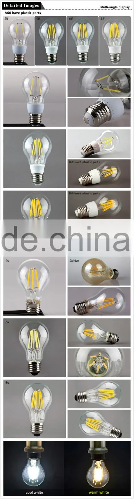 Hot sale Vintage filament led bulb A60 full glass led light 4W E27 led bulb