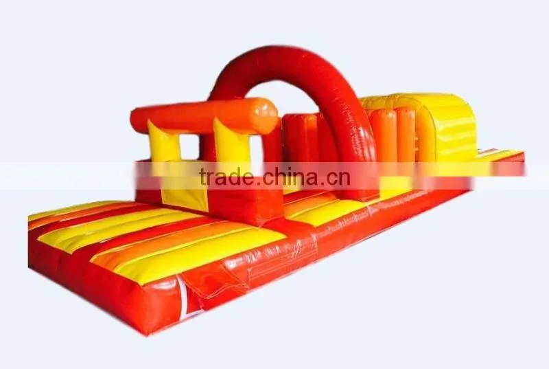 commercial giant inflatable obstacle course 6mLx3.3mWx2.8mH PVC material red yellow for sale