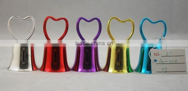 2''small metal cow bell A5-H01,hand bell with heart-shaped handle for alert (E375)