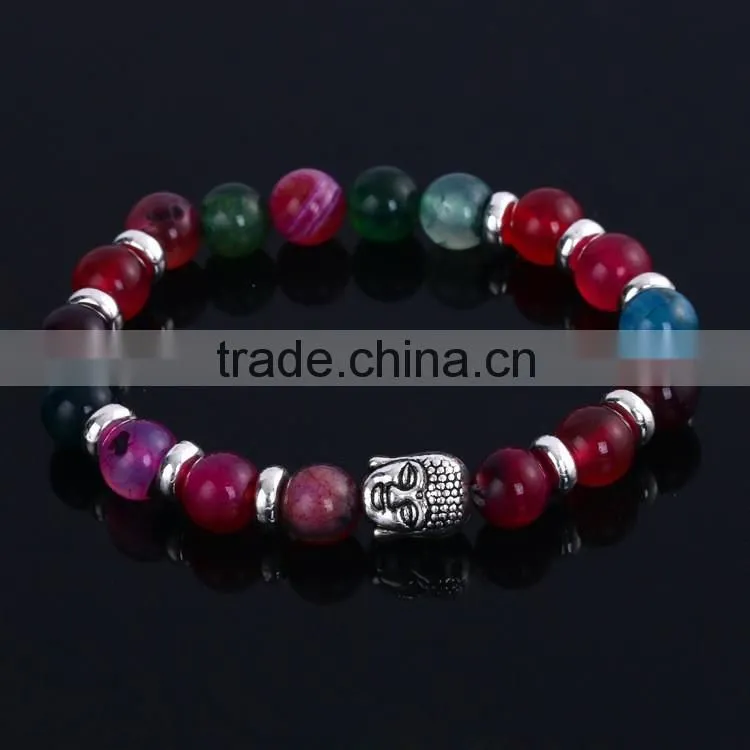 Hot Antique Crystal Rhinestone Leopard Head Lava Stone Buddha Bracelet