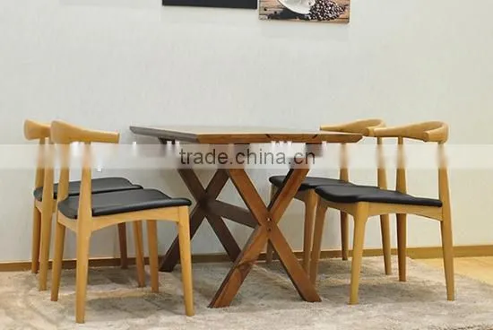 Replica Hans Wegner Elbow Chair with Faux Leather Seat