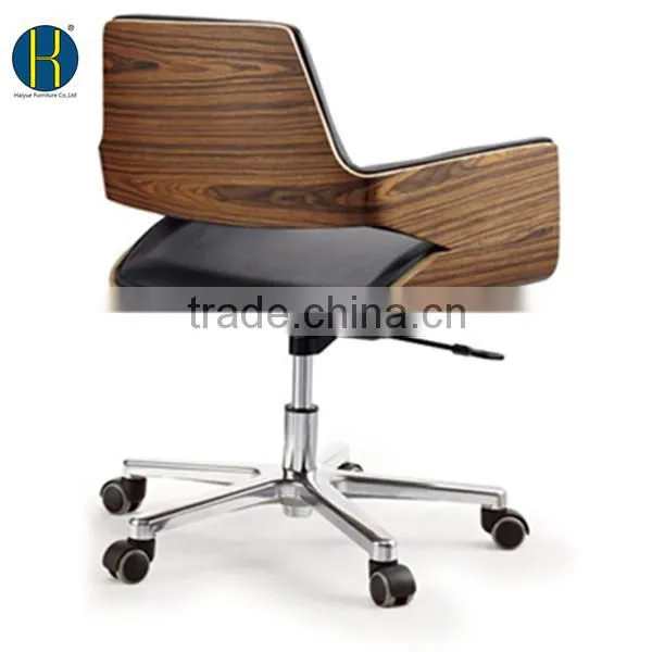 HY2008 Wholesale Leather Upholstery Revolving Chair with Wheels