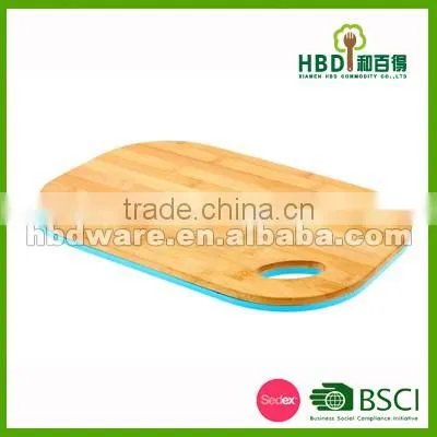 Color plastic bamboo chopping board with holes