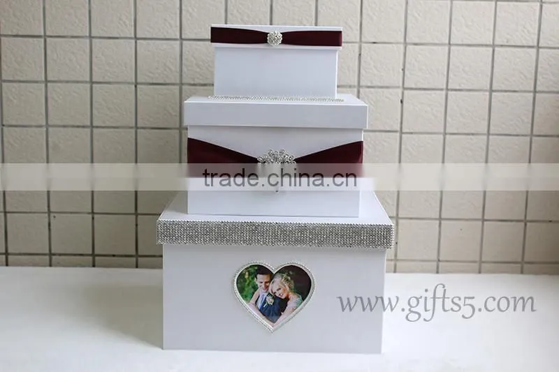 Elegant wedding money box with heart shape photo frame