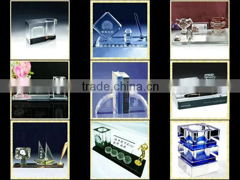 Exquisite Clear Crystal Office Desktop Set With Horse Head Figurines