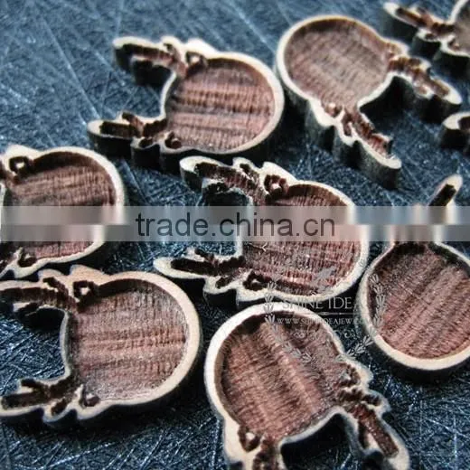 8mm setting size vintage style natual log wood bezel deer horn round pendant setting DIY findings supplies 1411146