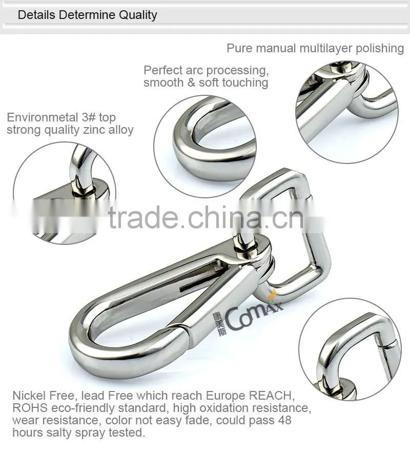 Shiny silver simple flat metal hook for handbag and luggage