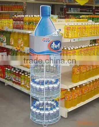 bottle water display shelf metal lattice supermarket display rack- ec