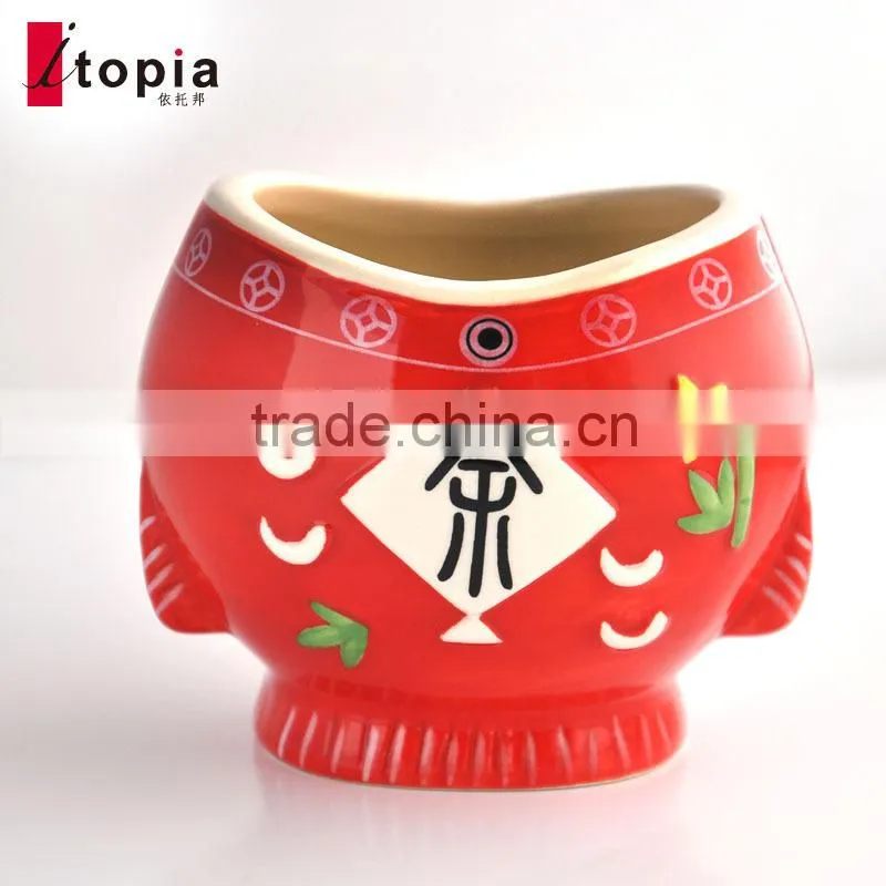 Red happiness and wholesale fish shaped fruit mug ceramic cup