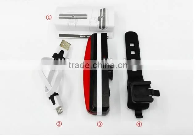 USB Rechargeable Led Bike Bicycle Laser Beam Rear Tail Light Strobe Light lamp On Bike