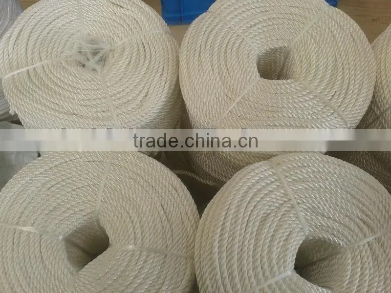 3 Strand White Polyester Twist Rope Abrastion resistive