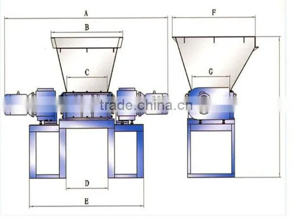 wood and plastic double shaft shredder